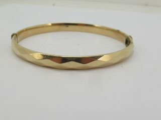 Vintage 9k 9ct 375 Gold & Metal Core Hinged Bangle Bracelet
