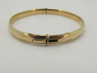 Vintage 9k 9ct 375 Gold & Metal Core Hinged Bangle Bracelet 2