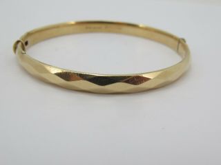 Vintage 9k 9ct 375 Gold & Metal Core Hinged Bangle Bracelet 3