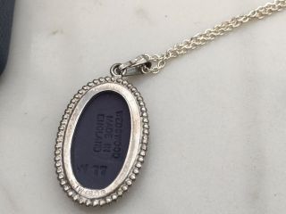 Vintage Silver Wedgwood Necklace With Silver Mount And Chain,  Boxed 4