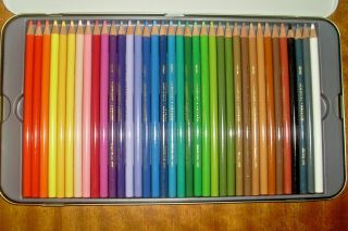 Vintage Derwent Fine Art Artists Colour Pencils Set of 36 In Tin Box 4