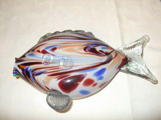 Vintage Multi - Coloured Murano Art Glass Fish - Marine Shabby Chic/retro
