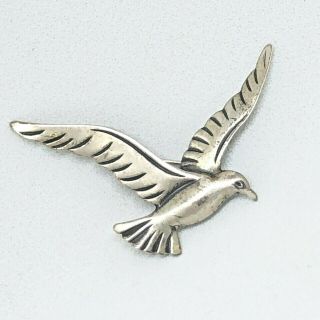 Sterling Silver Signed Beau Vintage Stunning Navajo Style Flying Bird Brooch Pin