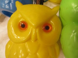 Vintage NOMA? Owl Party Lites String 7 Camping Rv Patio Blow Mold Lights 2