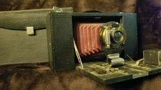 Eastman Kodak No 3a Folding Brownie Camera,  Model A Vintage Red Bellows W/ Case