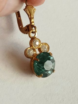 Stunning 1920s Art Deco gilt lever back & Paste Drop Earrings vintage jewellery 5
