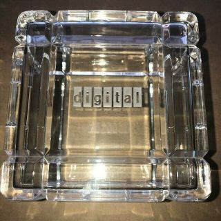 Vintage Dec Digital Equipment Crystal Glass Beveled Trinket Box W/ Lid