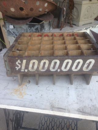 Vintage 1940’s One Million 1,  000,  000 Wooden Soda Pop Crate Holds 30 Bottles