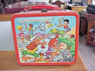Vintage 1971 Flintstones Pebbles And Bamm Bamm Tin Lunchbox