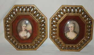 2 Vintage A Cameo Creation Framed Wall Pictures Victorian Lady & Charlotte Percy