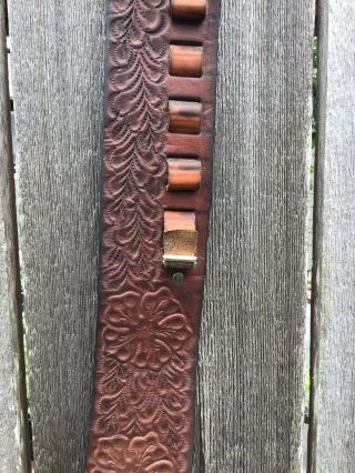 Vintage Hunter Sportsman Tooled Leather Gun Holster Belt Adjustable sz 9 36 38 4