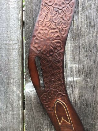 Vintage Hunter Sportsman Tooled Leather Gun Holster Belt Adjustable sz 9 36 38 5