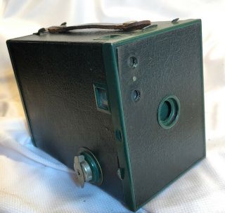 Antique Eastman Kodak Brownie No 2 Model F Box Camera Green Patent Pending