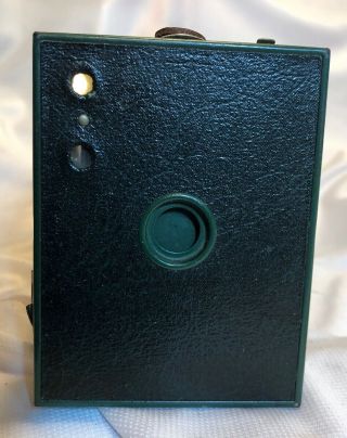 Antique Eastman Kodak Brownie No 2 Model F Box Camera GREEN Patent Pending 3