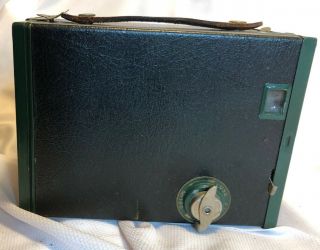 Antique Eastman Kodak Brownie No 2 Model F Box Camera GREEN Patent Pending 5