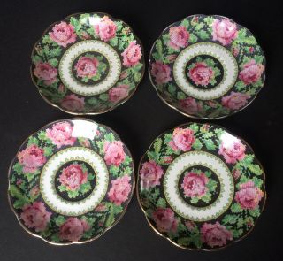 Set Of 4 Vintage Royal Albert Needle Point Saucers Crown China