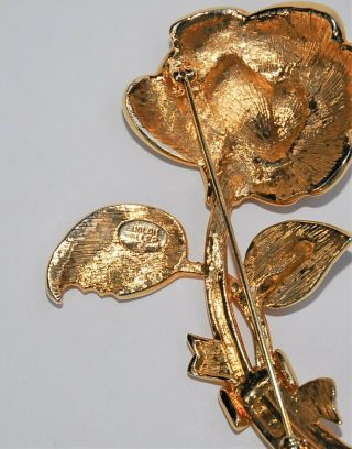Vintage Signed NOLAN MILLER Large Flower Goldtone Pave - set Rhinestone Pin Brooch 4