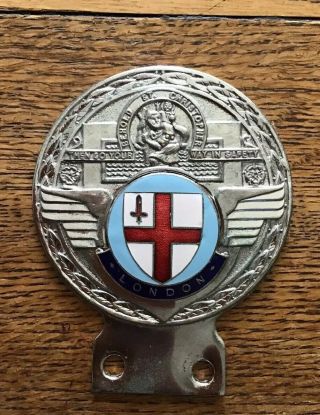 Vintage Car Badge / Scooter,  London,  London Coat Of Arms Auto Bar Emblem