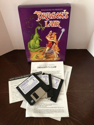 VINTAGE - DRAGON ' S LAIR - 1989 Merit Software - (PC,  IBM AT VERSION) Floppies 3