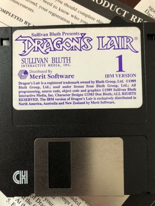 VINTAGE - DRAGON ' S LAIR - 1989 Merit Software - (PC,  IBM AT VERSION) Floppies 4