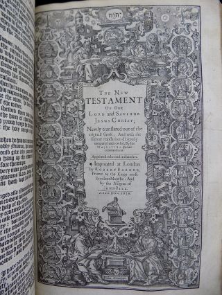 1611 KING JAMES BIBLE LEAF PAGE BOOK OF LUKE 1:17 - 2:3 MARY ' S SONG NF 4