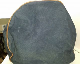 Vtg Large LL Bean Canvas Duffle Bag Blue &Green,  Leather Bottom 27 