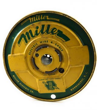 Miller Electric Wire & Cable Vintage Reel Spool Woonsocket R.  I.  Advertising