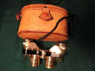 Vintage Hambletonian 24k Gold Plated Binoculars With Leather Case.  Made In Japan
