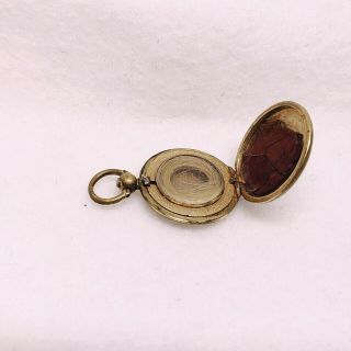 Vintage Gold - Filled Engraved Round Locket with Hair and Leaf Inside 3