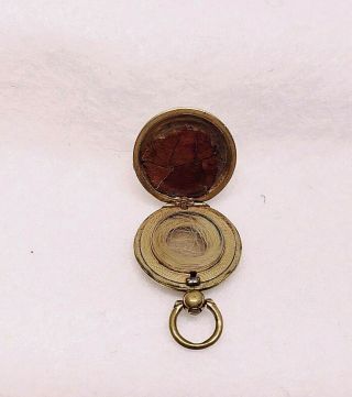 Vintage Gold - Filled Engraved Round Locket with Hair and Leaf Inside 4