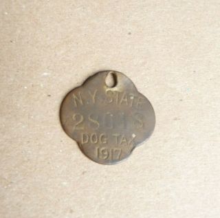 Vintage Dog License Tag York State 1917 Dog Tax Tag N.  Y.  State