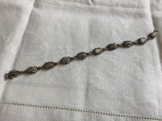 925 Sterling Silver Vintage SCARAB Link Bracelet 7.  5” 2