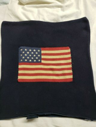 Vintage Ralph Lauren Home Knit American Flag Throw Pillow - Navy Blue