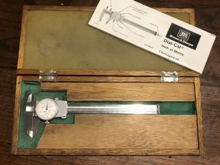 Vintage Brown & Sharpe 599 - 579 - 4 Swiss Dial Caliper With Wooden Box