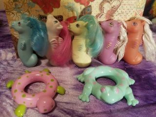 Vintage My Little Pony Bundle Of 5 Baby Sea Ponies And 2 Floats