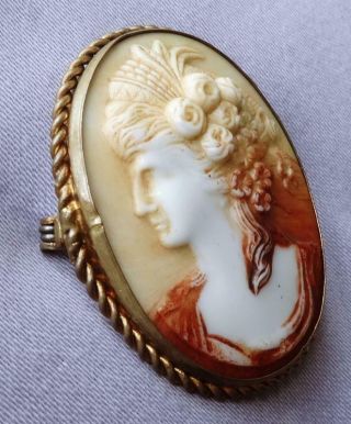 Vintage Classical Greek/ Roman Lady Glass Cameo Brooch 2