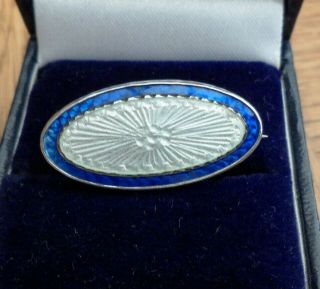 Vintage Jewellery Stunning Art Deco Sterling Silver Guilloche Enamel Brooch Pin