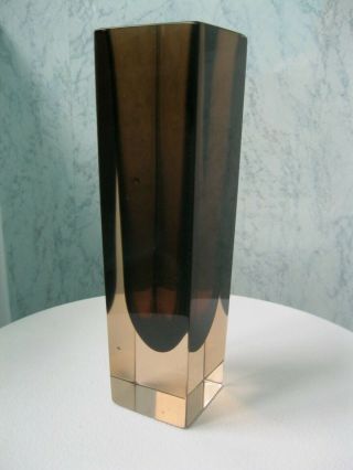 Vintage Murano Sommerso Copper/cinnamon Art Glass Block Vase,  20 Cm Tall