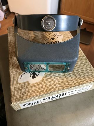 Vintage Optivisor By Donegan Optical Company,  Inc.  Model Da - 3 Color Blue W Box