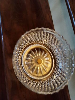 Vintage Pedestal Lead Crystal Glassl Centerpiece Bowl Ornate Brass Bottom. 4