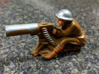 Vintage Manoil/barclay Lead Toy Soldier Machine Gunner (sitting)