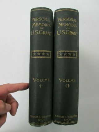 1885,  1886 - 1st Edition,  Personal Memoirs Of U.  S Grant Volumes 1 And 2