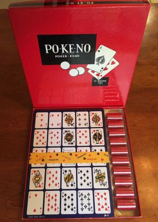 Vintage Po - Ke - No 12 - Board Set Poker Keno Board Game In 1763