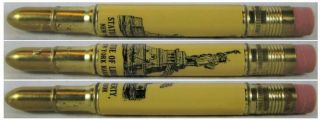 Restored Vintage Bullet Pencil - Statue Of Liberty (yellow - Vertical) Ef - 1321