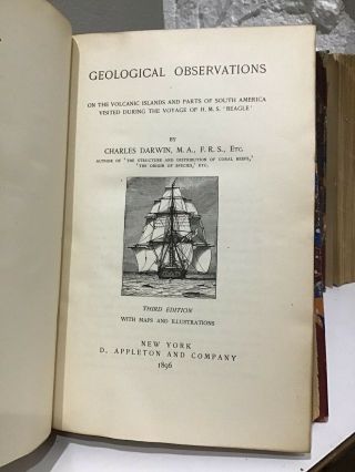 5 Charles Darwin Books 1896 The Origin of Species Descent Of Man Geological Etc. 7