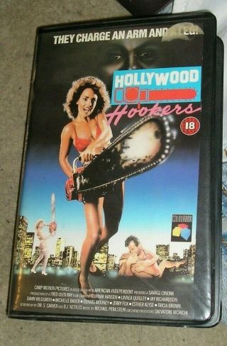 Vintage 1987 " Hollywood Chainsaw Hookers " Vhs Ex Rental Big Box