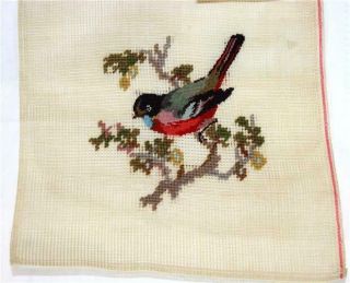 Vintage Poman International Bird On A Branch Preworked Needlepoint Canvas 10x10 "
