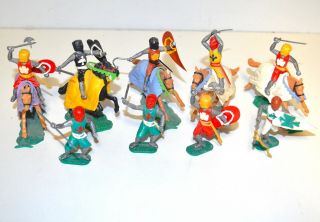 Vintage 1960s Timpo Mounted & Foot Medieval Knight Plastic Swoppet Figures