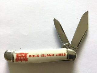 Vtg Imperial Prov.  Ri,  Usa 2 - Blade Folding Pocket Knife Advertising Rock Island