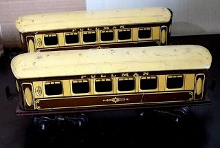 Vintage Tinplate O Gauge Railway Pullman Carriages X 2,  Mettoy,  Gt.  Britain